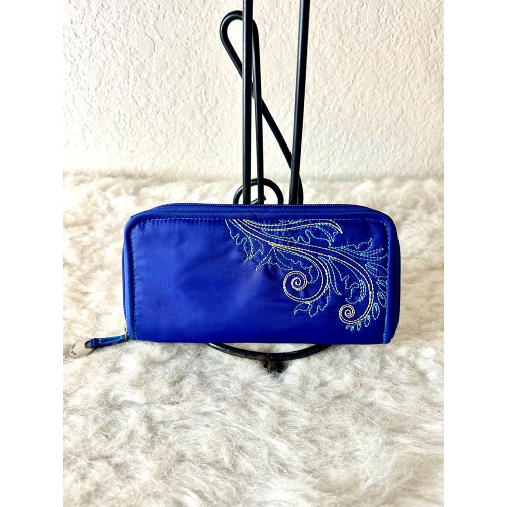 Travelon Safe ID RFID Wallet Long Women's Blue Full Zip